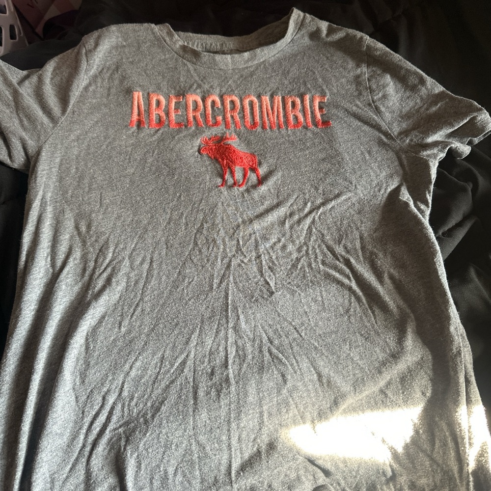 Abercrombie & Fitch Gray Tee with Red Logo